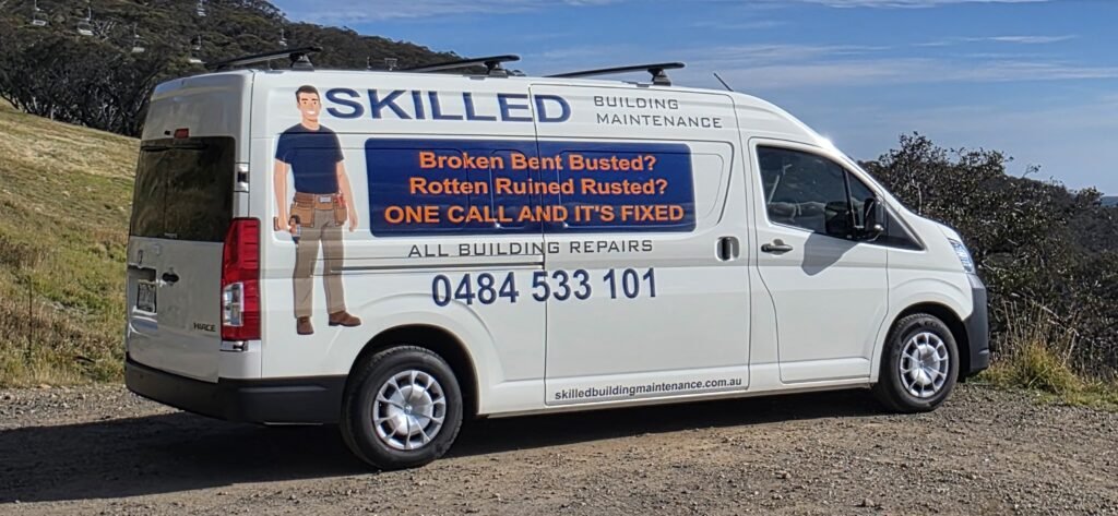 Sign written Skilled Building Maintenance HiAce - Sunset